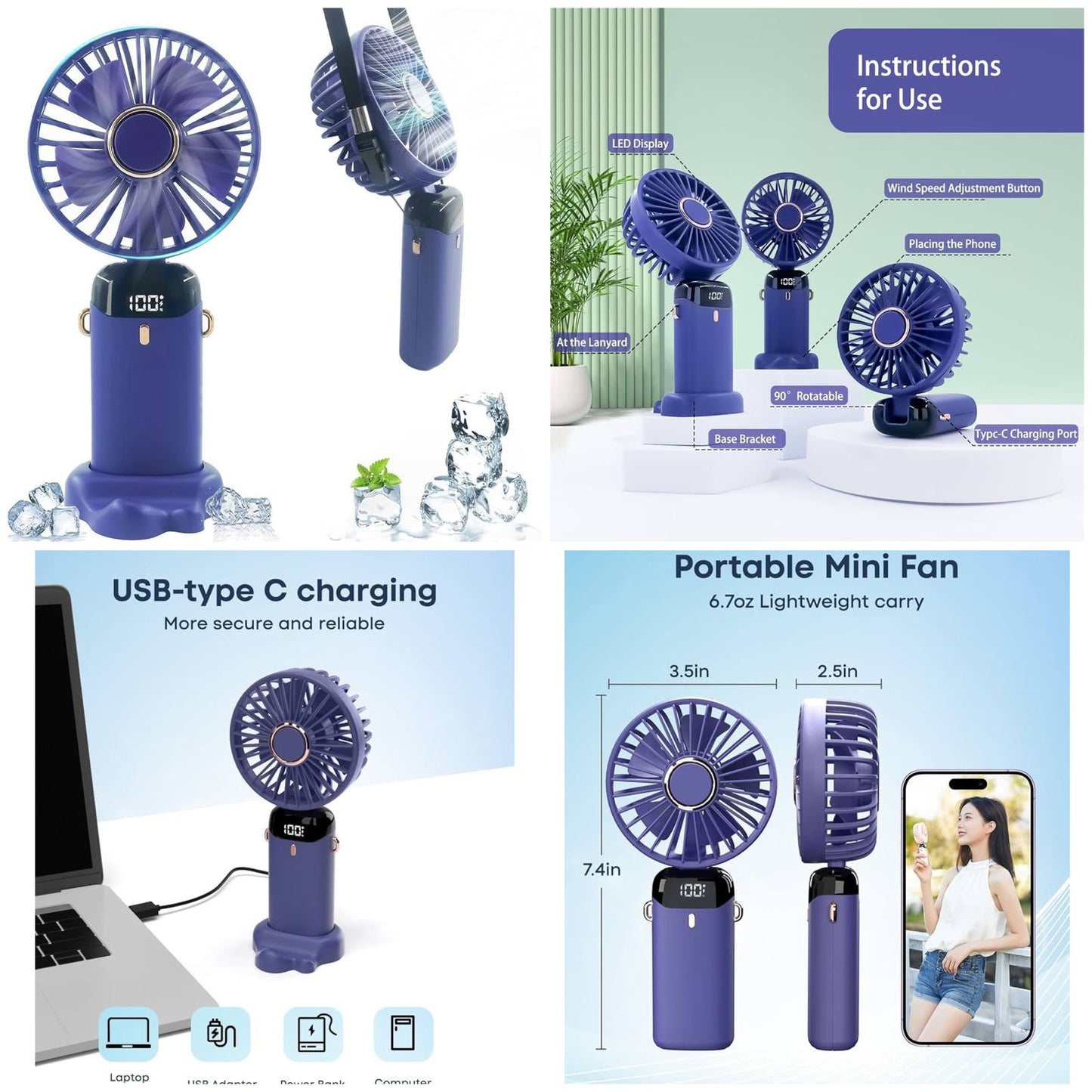 Portable Mini Fan - Digital Display